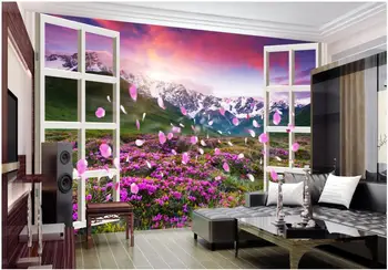 3d тапети по поръчка на снимка Цвете море ливади на 3D прозореца пейзажи хол начало декор на 3d стенописи тапети за стени d 3