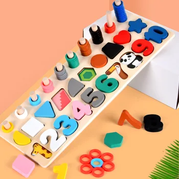 3В1 Монтесори Преброяване Сортировочная Дъска Познавателни Форми на Цветовете на Съответните Блокове на Дървени Забавни Играчки За Деца, Детски Подарък