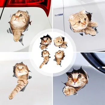 (4 бр.) 3D Стикер с изображение на Котка / Стикер за windows, камион, кола, лаптоп или iPad 5