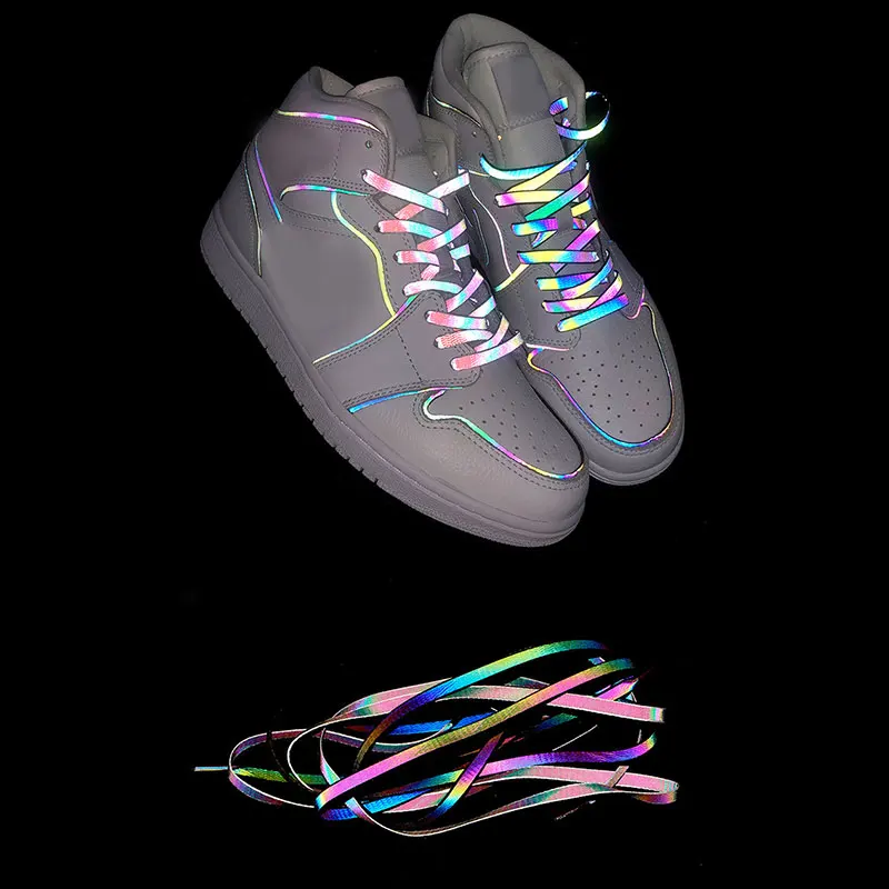 1 Чифт светещи връзки на равна подметка, парусиновые ремък за обувки, светещи в тъмното, цветни и флуоресцентни ремък 120/140/160 см 3