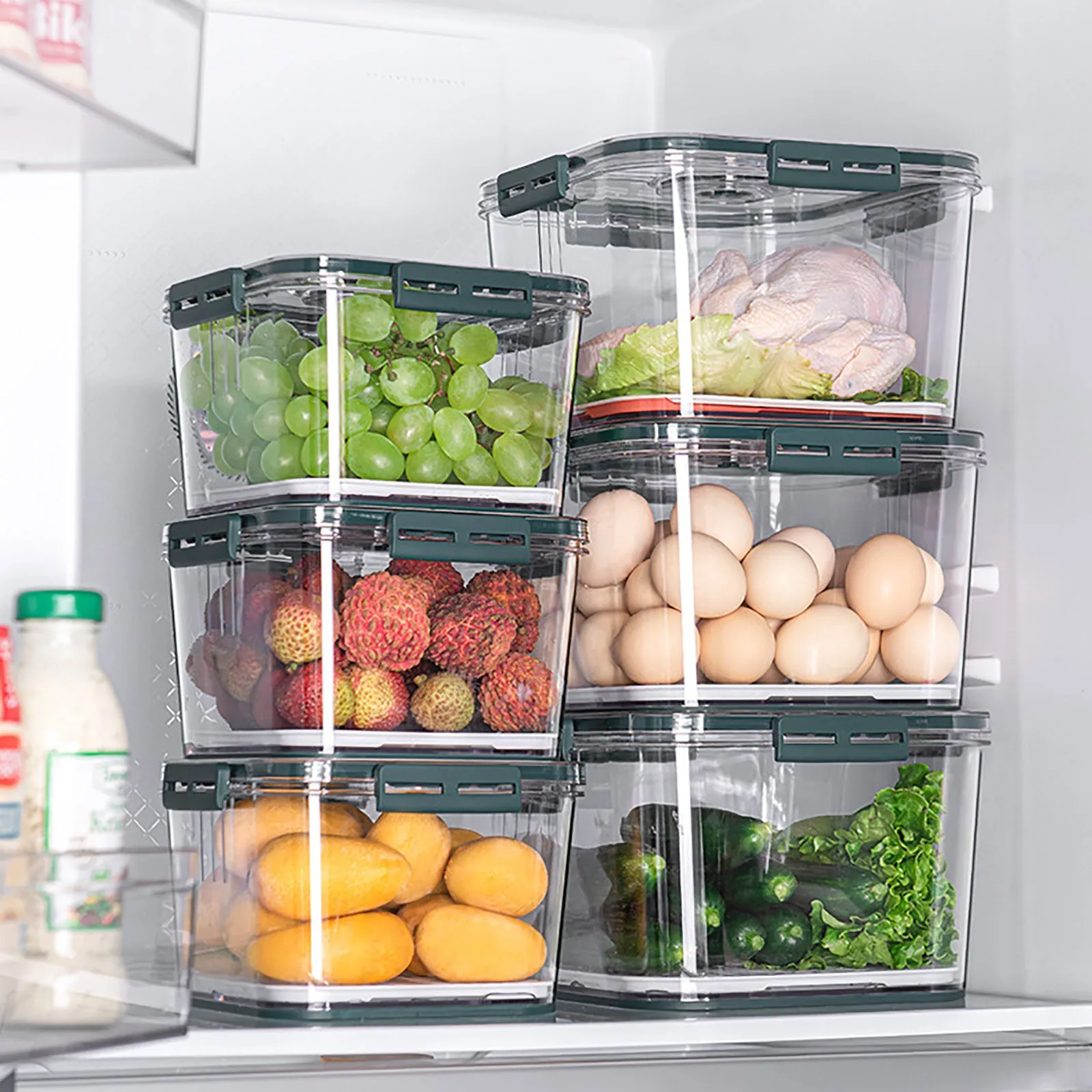 Контейнери за съхранение на пресни храни Зеленчуци Плодове с рекордни Време Контейнер за съхранение в Хладилник Контейнер и организаторите за хладилници 3