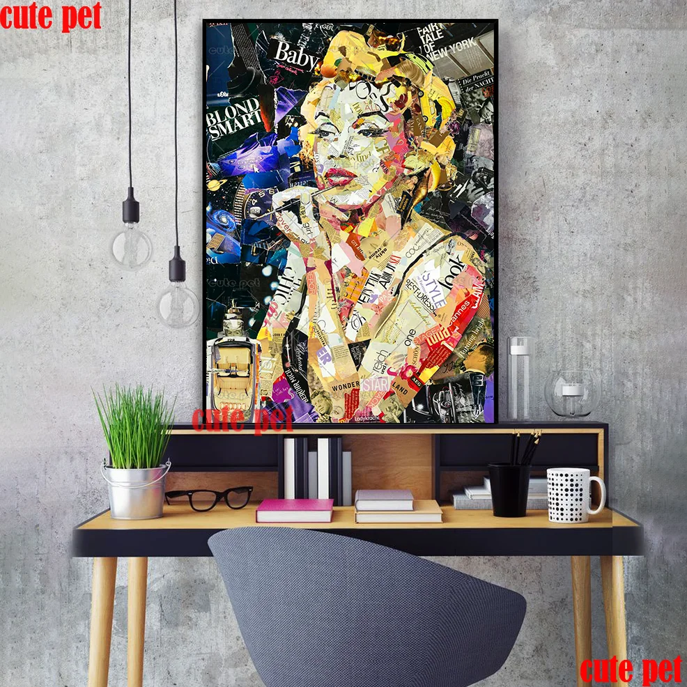 Мерилин Монро е Диамантена Живопис САМ Графити, Плакат на Уличното Изкуство Картина на Диамантена Мозайка Кристали Бродерия на кръстат бод декор 3