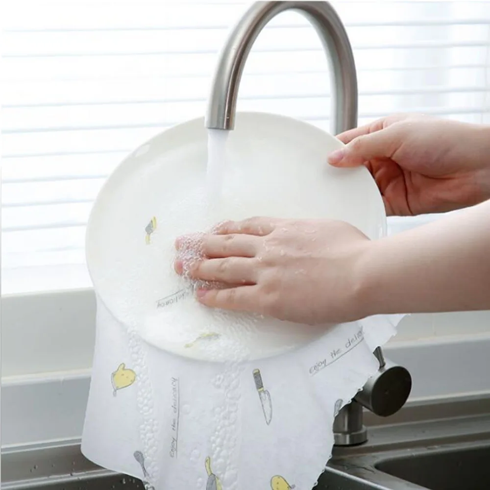 Домакинство кухненски кърпи с принтом за еднократна употреба на мокри и сухи гъби за миене на съдове и кухненски принадлежности 3