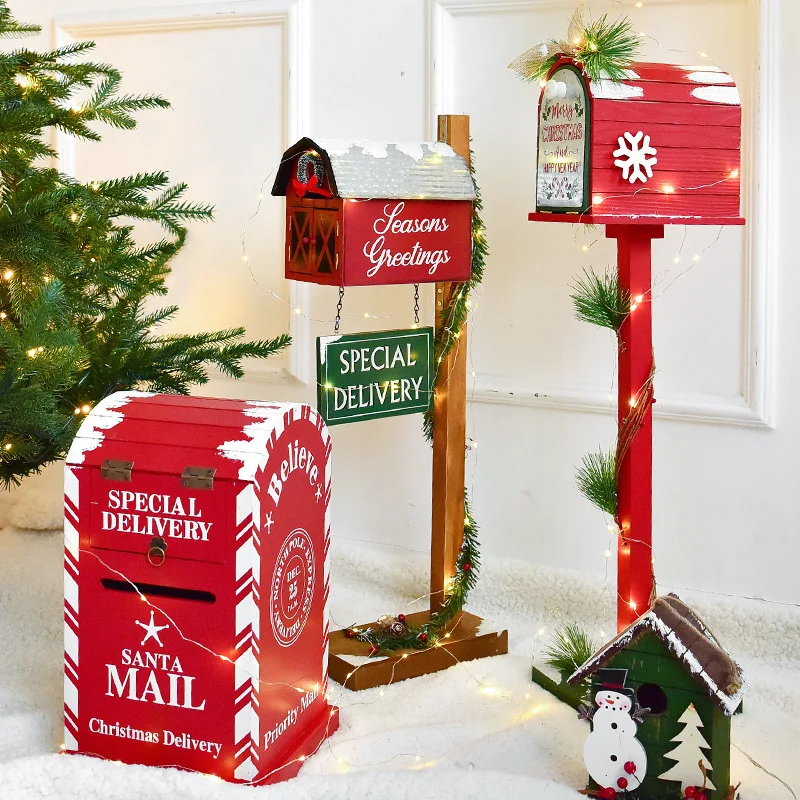 Коледна украса птичи хижа на хижа пощенска кутия дървена снежен човек лопата украса на ресторант хотел Коледна декорация на дома 3