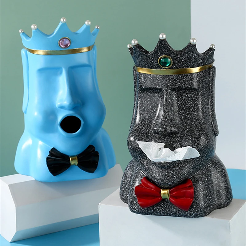 Короната на Великденските Моаи Хартия Държач Кутия За Салфетки Каменна Фигурка на Хартиен Притежателя 3D Санитарен Бар За Съхранение на Хартия Органайзер За Баня 3