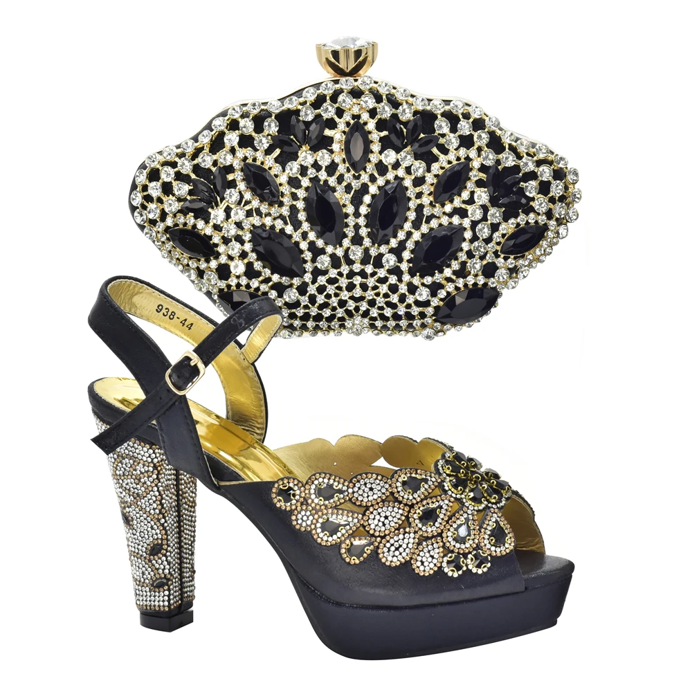 Ново записване, Комплект италиански женски обувки и чанти, украсени с кристали, Дамски обувки големи Размери 43, Сватбени обувки за Жени, Булката 3