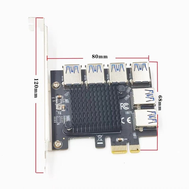 PCI-E Странично Card PCI-E 1X до 6 USB3.0 Специален Удължител Карта Pcie Конвертор За Майнинга БТК Миньор 3
