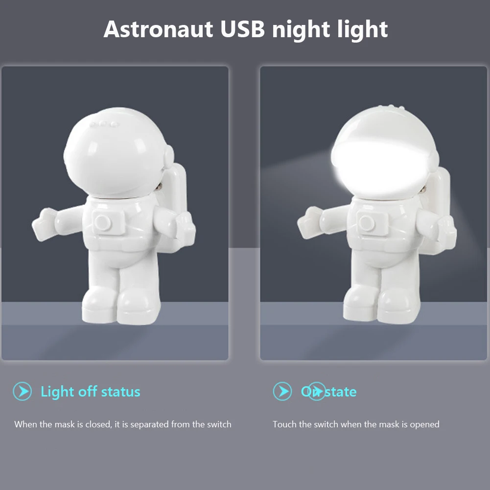 USB лека нощ LED Астронавт нощна светлина За Четене Творчески Космонавт Украса Лампа Компютър, Лаптоп, Осветление Подарък 3