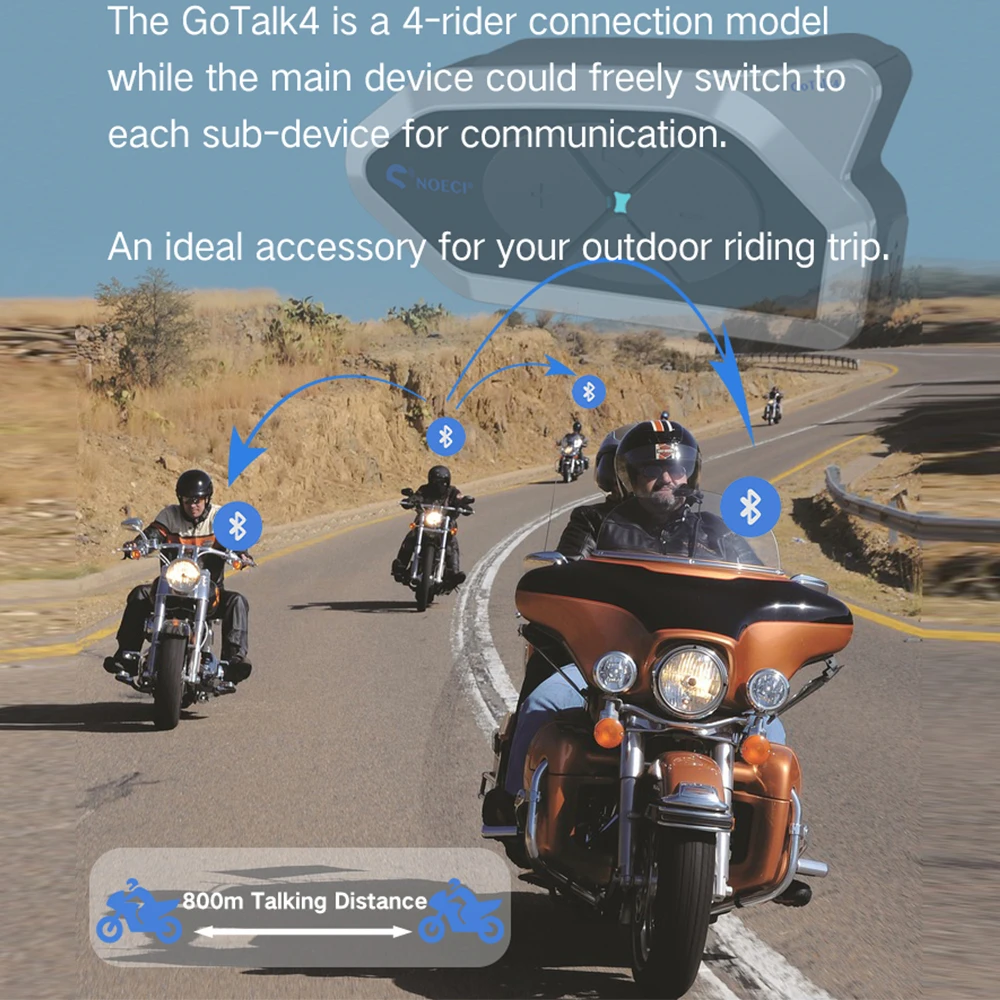 2 комплекта NeoCi Оригинален Gotalk4 Bluetooth 5,1 Переговорное Устройство за Мотоциклет Шлем Безжична Слушалка е с Домофонна система за 4 Ездач + FM-радио 3