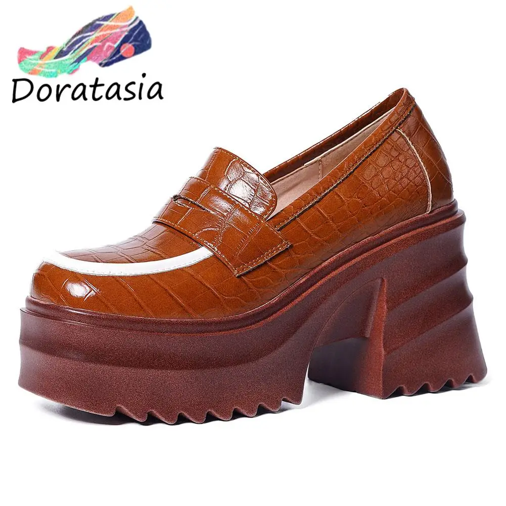 DORATASIA/Нов прием на 2022 г.; Дамски обувки Без шнур На Висок ток и платформа; дамски обувки-лодка; Ежедневни лаконичен класически дизайнерски качествени пролетта 3
