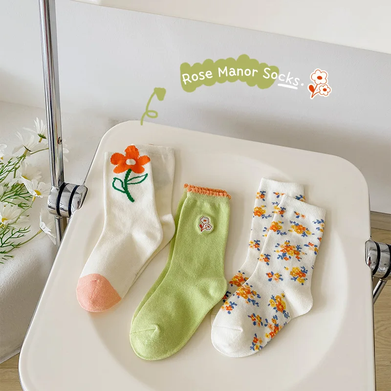 MIanS, 3 чифта Пролетни най-Новите Чорапи за момичета, Детски Памучни Чорапи с Шарени свежи Цветове За Малките Деца, Чорапи За Бебета 3