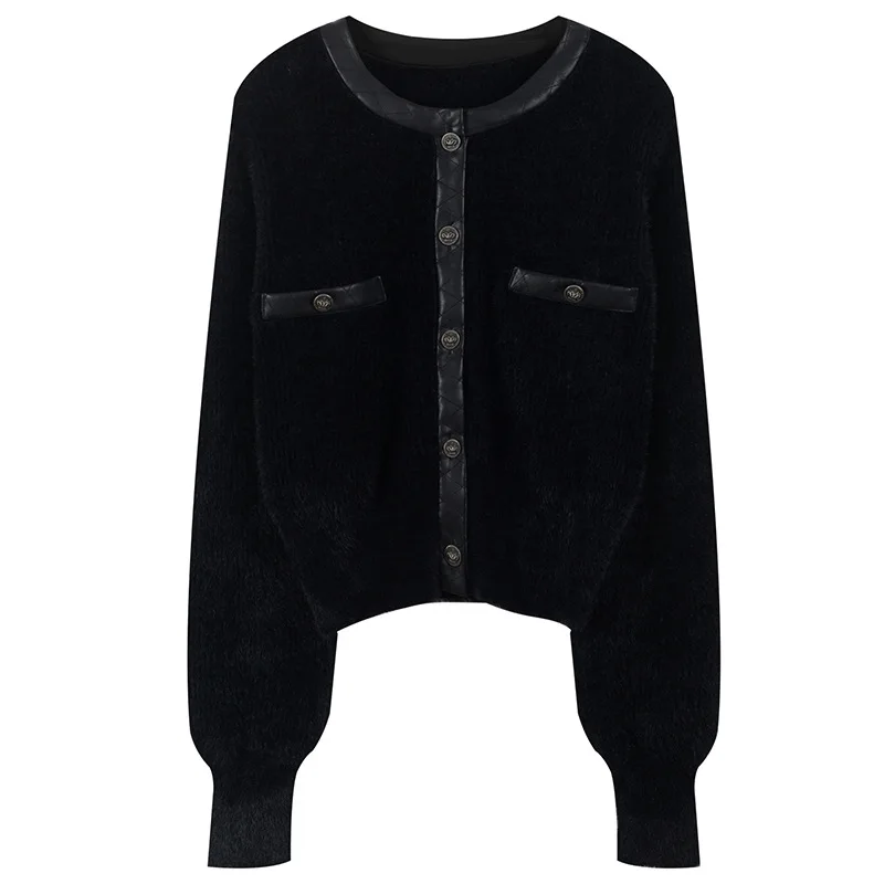Луксозен дизайнерски брендовый вязаный пуловер, шик женски ретро пуловер с кръгло деколте в контрастен цвят, без висококачествен вязаный жилетка, пуловер 3
