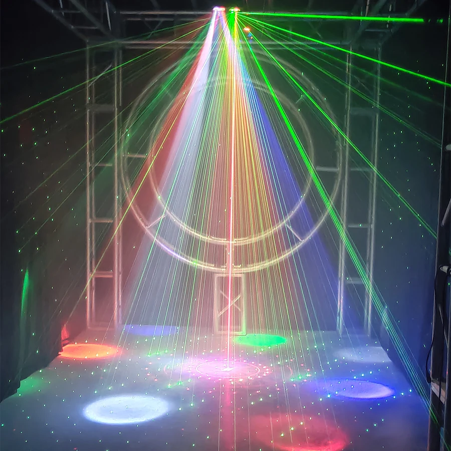 F & G RGB 4 в 1 LED Магически топка с Петна Лъч Светлина RG Лазерен Проектор с Модел DMX С лек Ефект на Дискотека с DJ Вечерни Светлина 3