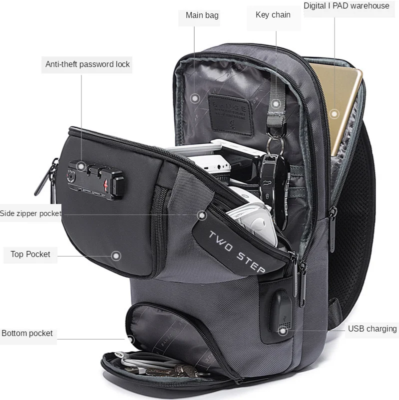 Bange богат на функции Мъжки Оксфорд чанта През Рамо, анти-кражба на Чанта На рамото, Чанта-Месинджър За кратко пътуване, USB Зареждане, Нагрудная Чанта, Пакет 3