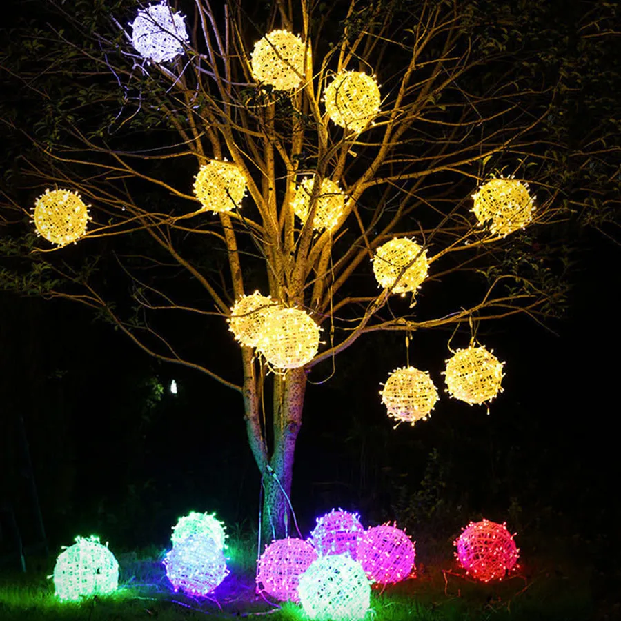 Dia20CM 30СМ Открит Глобус Топка Струнен Светлината на Коледна Приказка Венец Светлина Градина Тераса Дърво Фенер Висящ Струнен Светлина 3