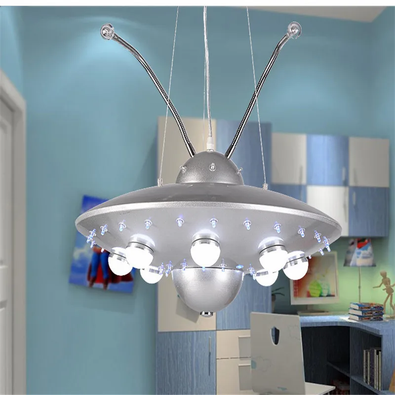 Окачен лампа с дистанционно управление led НЛО детска стая момче спалня летяща чиния светлини творчески карикатура космически кораб окачен лампа 3