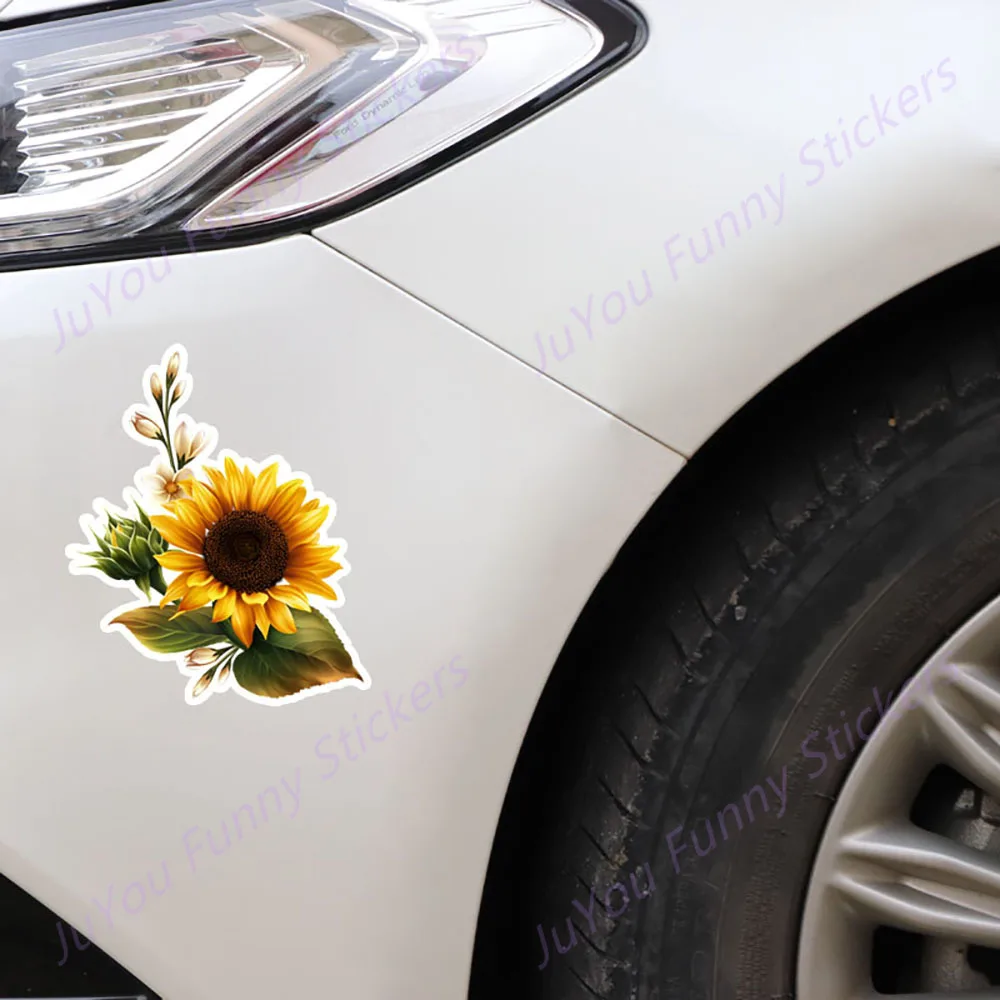 FUYOOHI Забавни Стикери Външни Аксесоари Самоличността на Слънчогледа Декор на Цветя Автомобилни Стикери Високо Качество Персонализирани Цветни 3