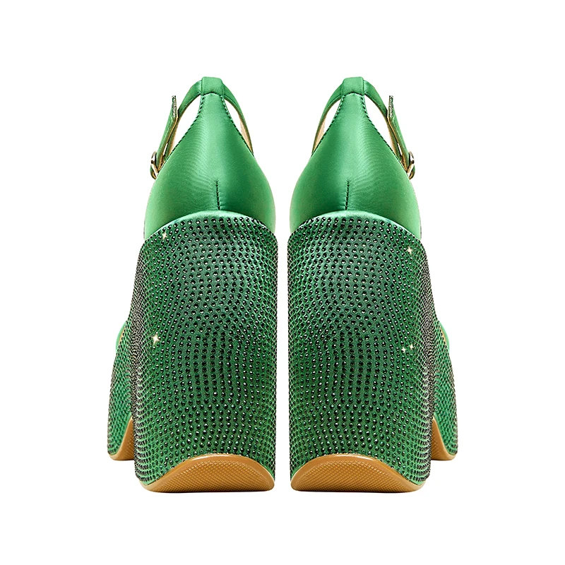 Жените Помпи Дамски Обувки На Висок Ток 2023 Мода На Платформа Дамски Сандали Кристали, Пързалки Кръг Чорап Crystal Клинове Обувки 3