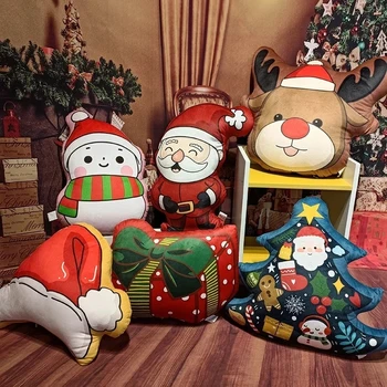 40-45 см Декор За Коледно Парти, Плюшен Възглавница с участието на Джинджифилова Лосове, Пълнени Дядо Коледа с Подарък Предавателна кутия, Интериор, Възглавница, Забавни Мультяшные Коледни Кукли