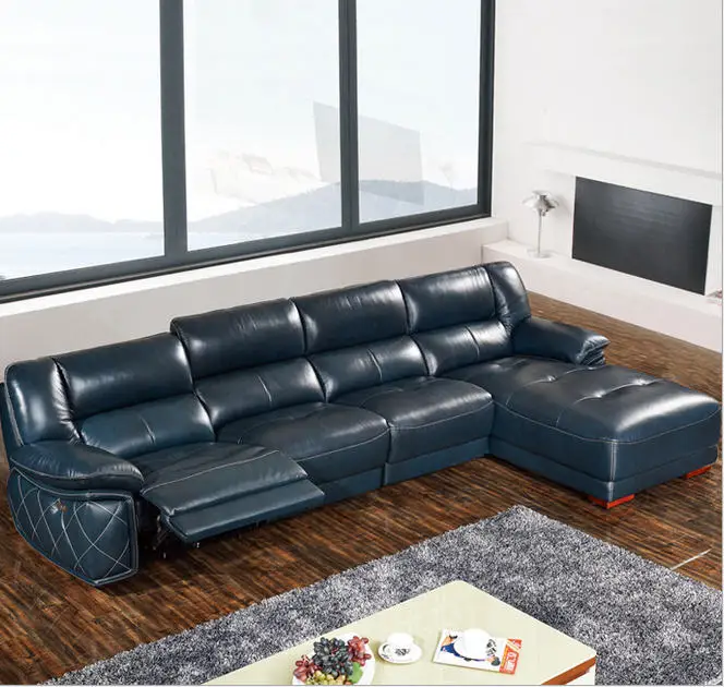 Комплект мека мебел за хол ъглов диван L от естествена телешка кожа, секционни дивани стол модерни muebles sala de moveis para casa 4