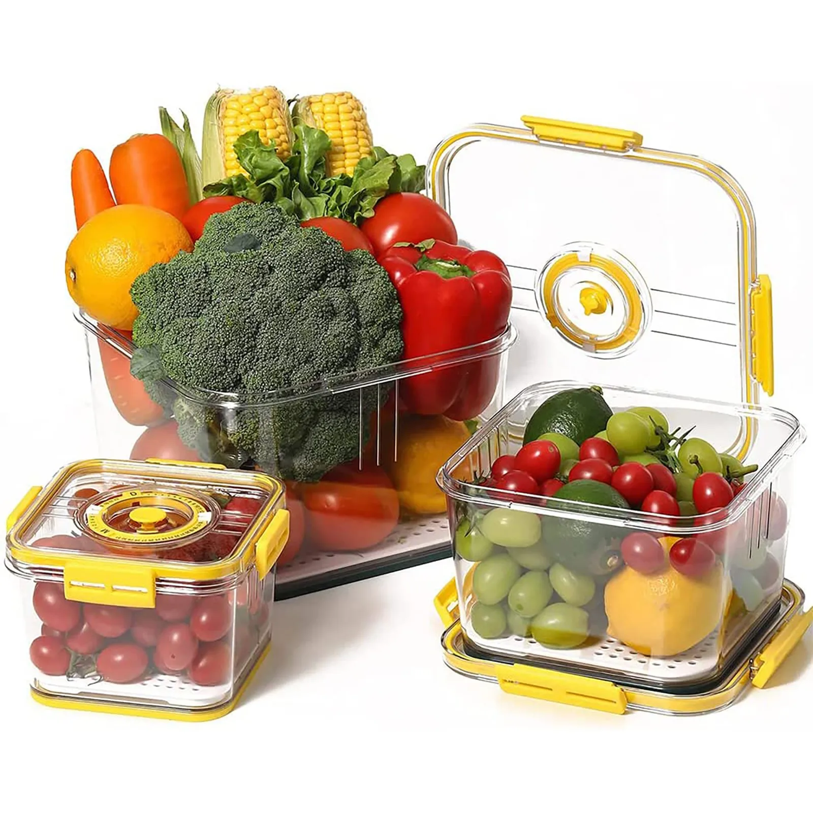 Контейнери за съхранение на пресни храни Зеленчуци Плодове с рекордни Време Контейнер за съхранение в Хладилник Контейнер и организаторите за хладилници 4