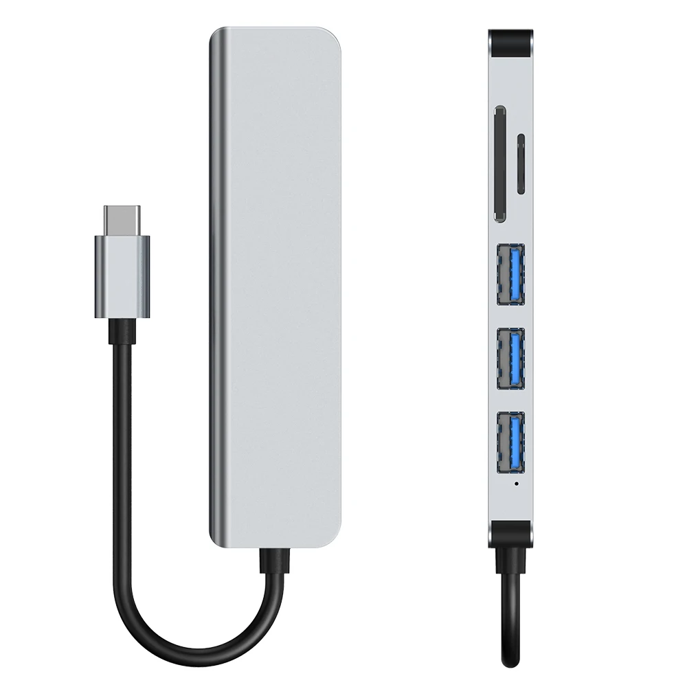 Хъб Type-C USB C До 4K, HDMI-Съвместим Четец на карти SD TF USB 3.0 Адаптер 6-в-1 USB Зарядно устройство за MacBook Air Pro huawei Matebook 4