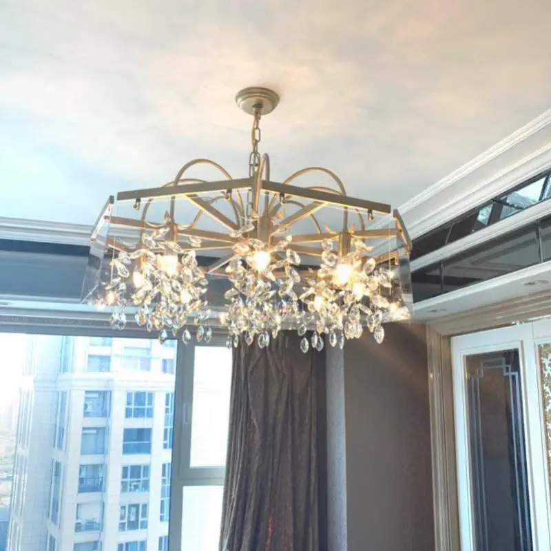 Италия модерна кристален Полилей с led хотелски лампа сватбена Осветление с трапезария и хол лампа, покрита спалня златни полилеи 4
