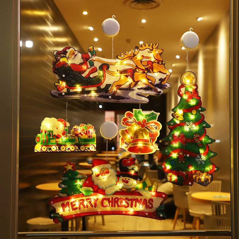 Коледни Светлини Прозорец Окачени Коледни Украси Коледни Светлини с Вендузата Коледна Украса за Дома Нова Година 2023 4