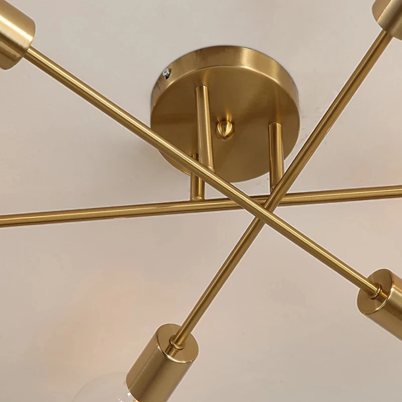 Модерна лампа Спътник Led полилей полу- - вградени тавана лампа матирано антично злато осветление 6 светлини Скандинавски декорация на дома 4