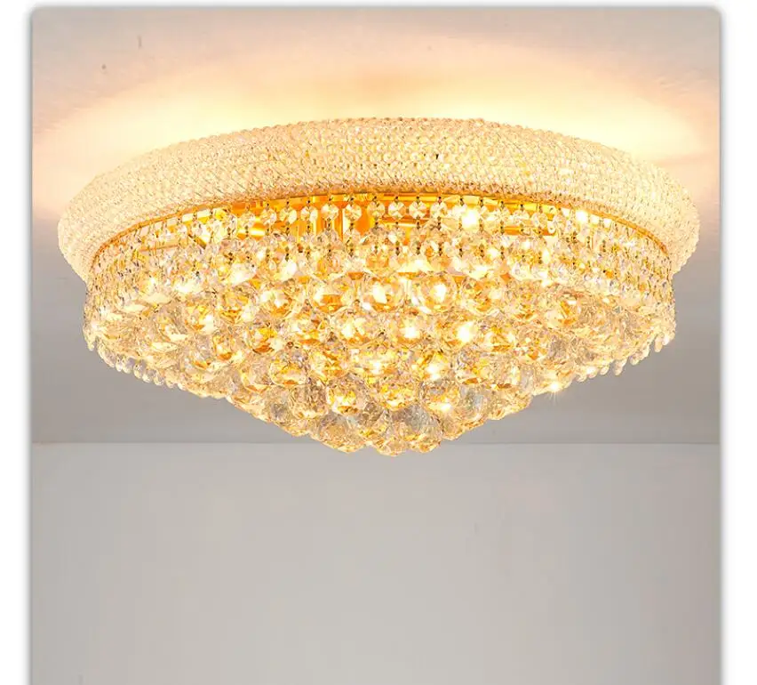 Традиционен и Модерен Златист Цвят LED K9 Crystal Lighting Тавана Лампа D40cm D60cm Модерен Дом Лампа За Спални плафониери 4