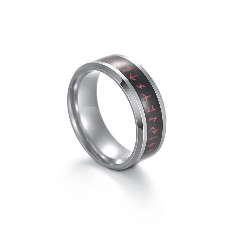 Интелигентна пръстен с датчик за температура от неръждаема стомана за мъже в ретро стил, норвежки амулет Один, Рунически Пръстен на викингите, ретро-Амулет 4