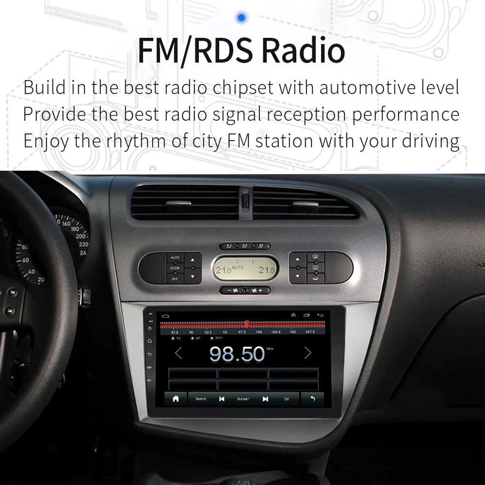 За Seat Leon 2005-2012 с Авторадио Carplay Android Капацитивен сензорен екран, GPS Навигация Bluetooth 4