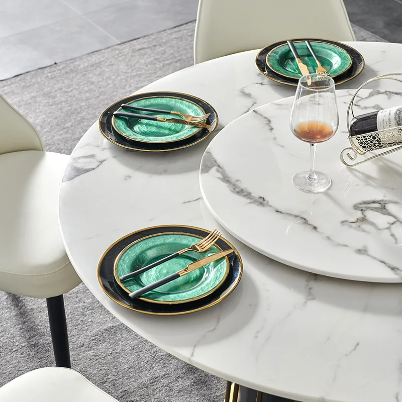 Модерен минималистичен домашен мрамор кръгла маса за хранене за 6 човека 4