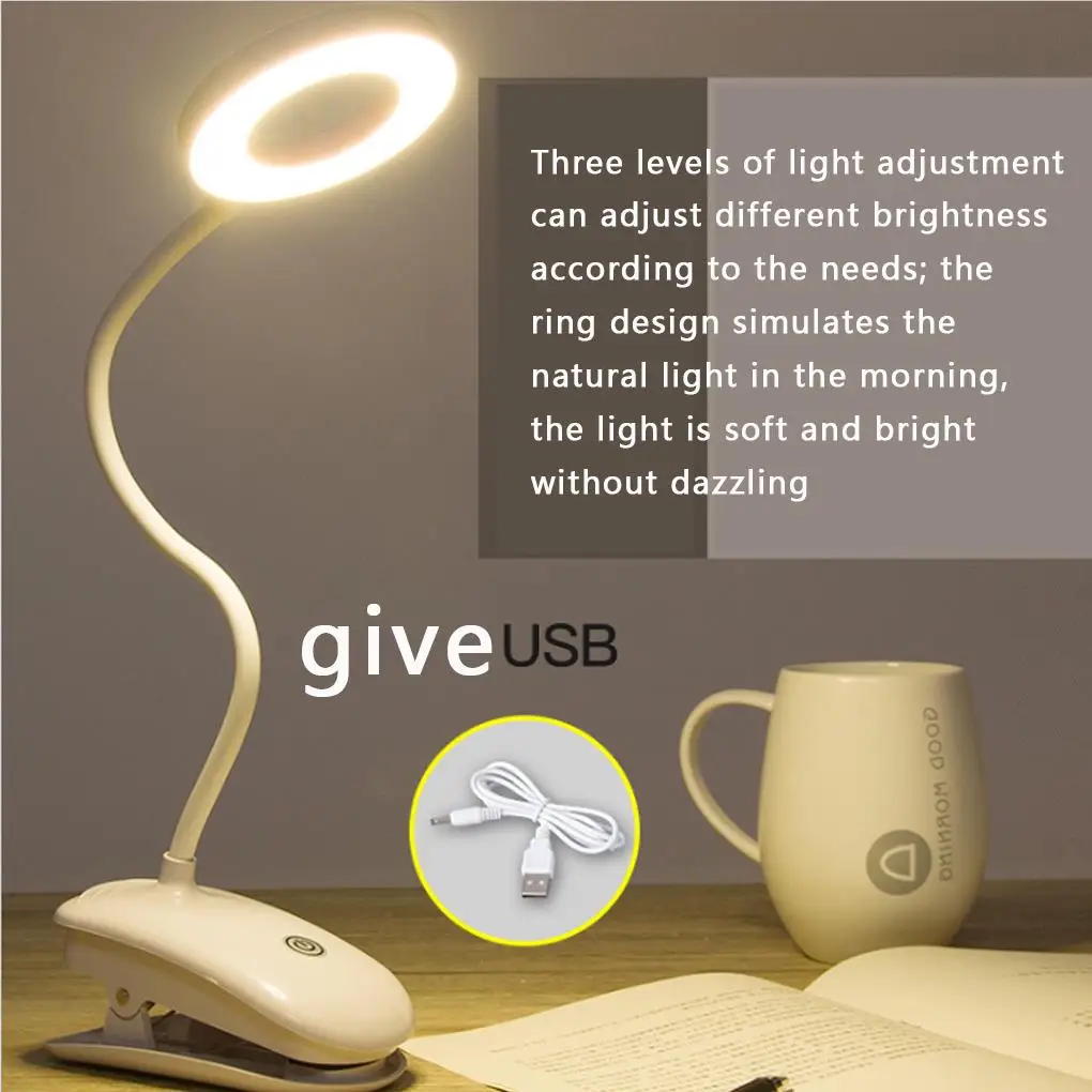 LED USB Гъвкава Настолна Лампа Клип Сгъваем Нощно Шкафче За Спалня Четене Проучване на Светлината Защита на Очите Настолна Лампа 4