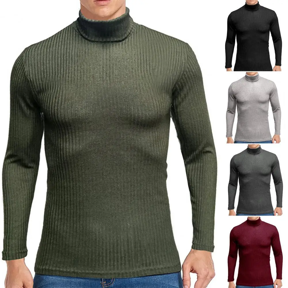 Модерен Мъжки Основен Пуловер, Поло Есен Зима Мъжки Трикотаж Мразоустойчив Вязаная Долна Риза 4