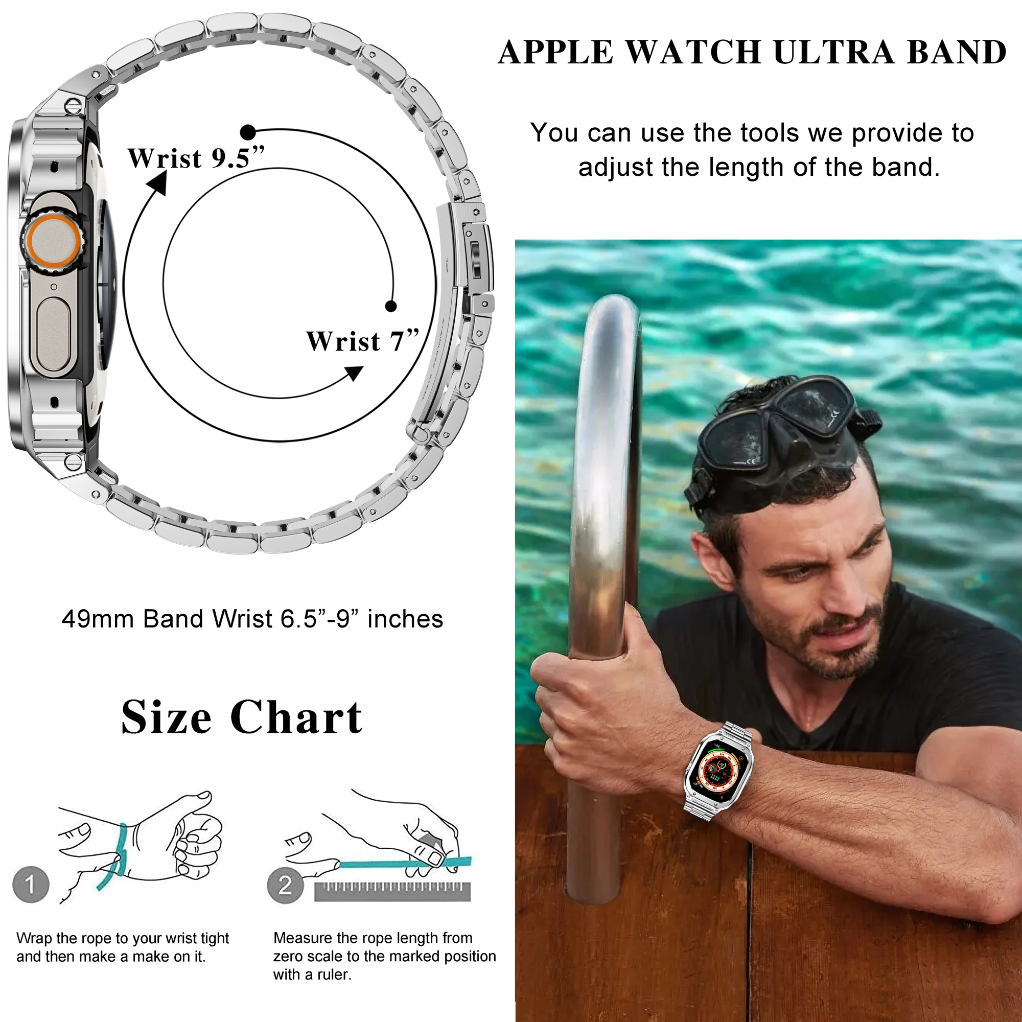 Калъф с каишка от неръждаема стомана, Луксозен Комплект за модификация на Apple Watch Band 8 7 45 мм, Метална Каишка за Iwatch Series 6 4 SE 5 44 мм 4