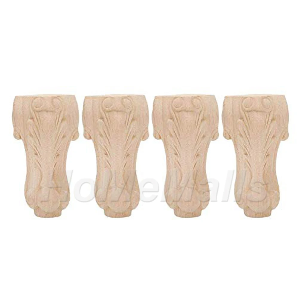 2/4 част на дървени крачета Мебелни крака в европейски стил Крака на шкафа масата Крака Шкаф за баня, TV Шкаф с Разтегателен Крака Резбовани Крака 4
