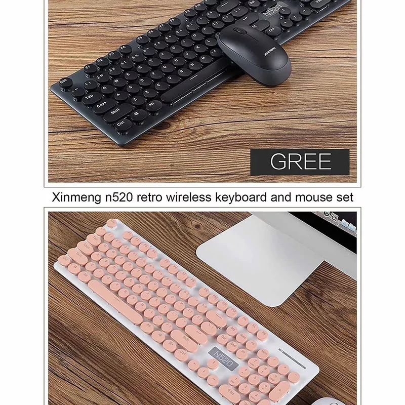 Популярната Безжична Ръчна клавиатура и мишка N520 в стил пънк, Определени За Офис, Комплект Бутони и мишка за бизнес Момичета, Аксесоари За Геймърите 4