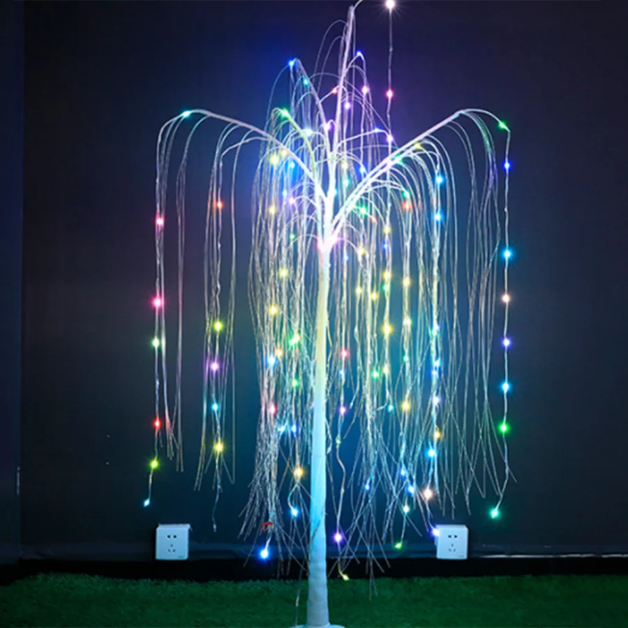 Цветна 2.1 M 400LED Ивовая коледно Дърво Осветена Коледен Декор Страхотна Лампа С Дистанционно Изкуствено Дърво Струнен Лампа За Вътрешно Празник 4