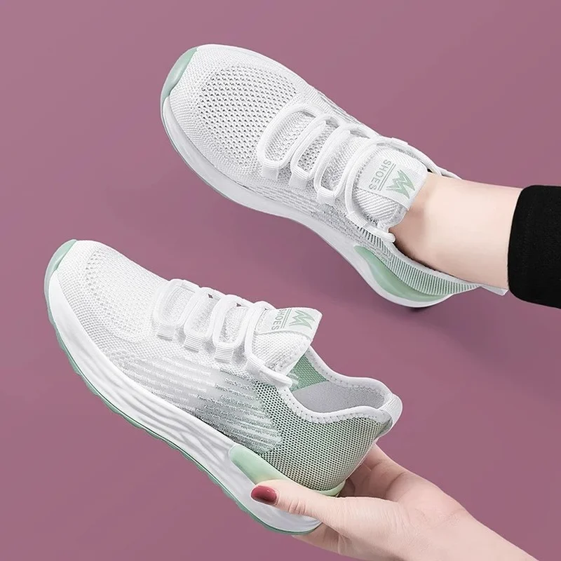 Дамски маратонки Zapatos Mujer, Новост 2022 г., Модни Дишаща нескользящая обувки на дебела подметка с шнур, вулканизированная окото, Тенис Feminino 4