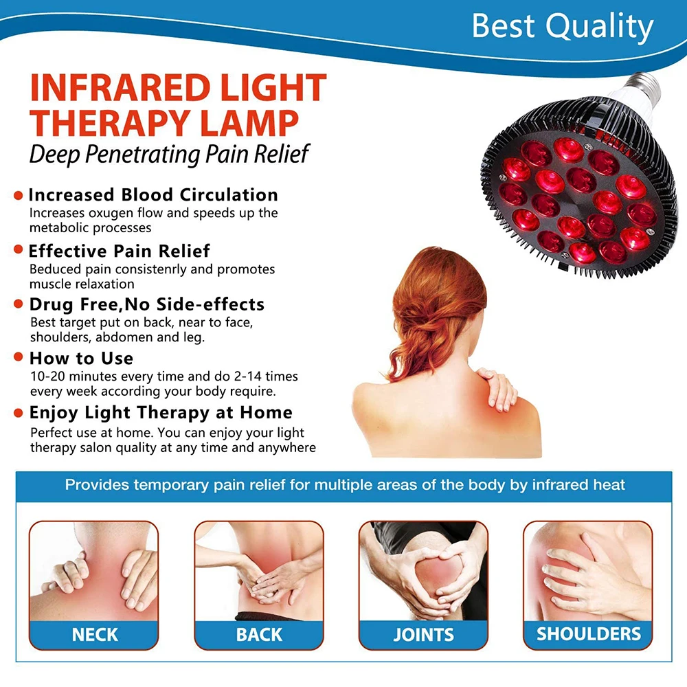 Лампа терапия червена светлина ДОВЕДЕ уред за терапия инфрачервена светлина 660нм и 850nm до комбинирана инфрачервена червена Светлина За облекчаване на болката в кожата 4
