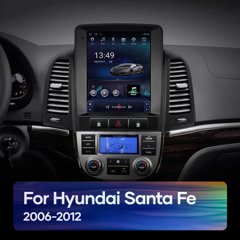Android 11 Автомагнитола За Hyundai Santa Fe 2 2006-2012 Tesla Стил на Видео MP5 Плейър GPS Navi Стерео 2Din Мултимедия Оттичане 4