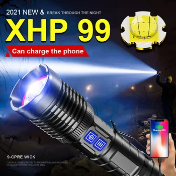 50000LM Led XHP99 Супер Ярко Фенерче USB с подзарядкой 18650 Светкавица Тактически Зум Водоустойчив на Велосипеди Фенер Фенер Риболов