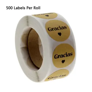 500шт Крафт Грасиас Испански Благодаря етикети, Стикери, Плик Пакет Печат 1