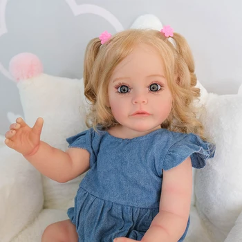 55 СМ Възстановената Кукла за най-Малките Момичета 3D Одевающаяся Кукла Силиконова Водоустойчива Играчка за Къпане, Ръчно Рисувани с Видими Венами за Деца