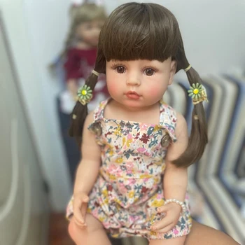 55 СМ Кукла Bebe Ражда Бебе Момиче кукла на Цялото Тяло Силиконова Мека На Допир Еластична Анатомично правилни Подаръци