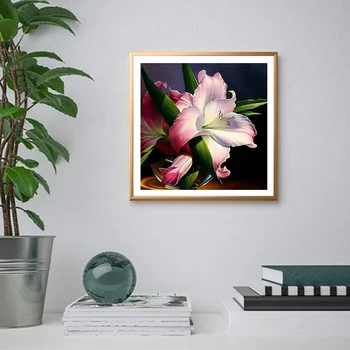 5D Диамантена Живопис на Цветя Модел От Страз Пълна Кръгла, Квадратна Диамантена Бродерия на Розови Цветя Мозайка Артистична Декорация на Дома 3