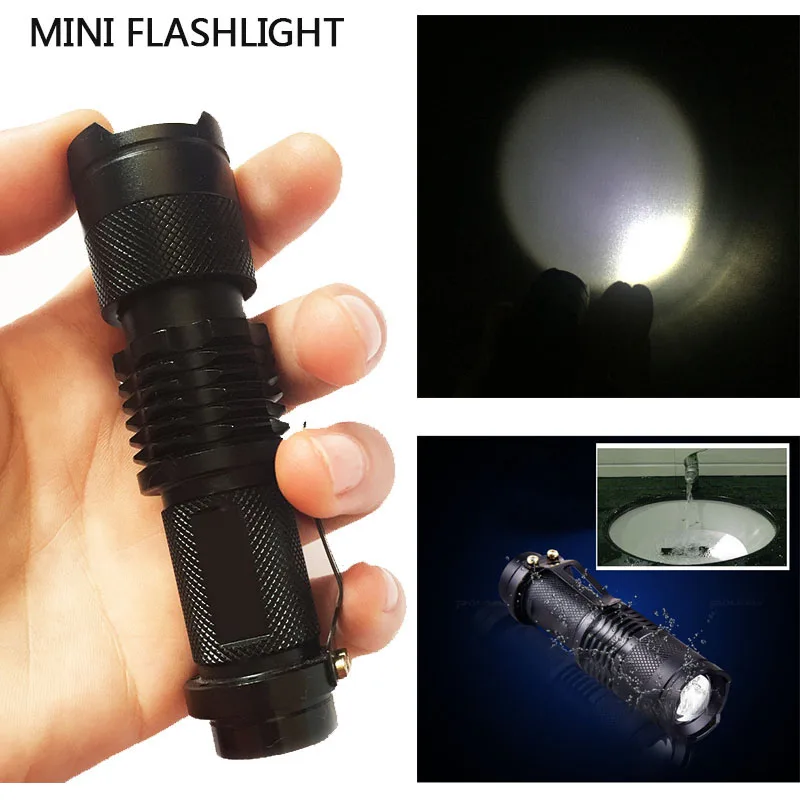 Супер ярък Преносим Мини led фенерче фенерчето Q5 3 режима на led фенер Мащабируем риболов, Къмпинг Велосипеден фенер Use1*14500/AA 5