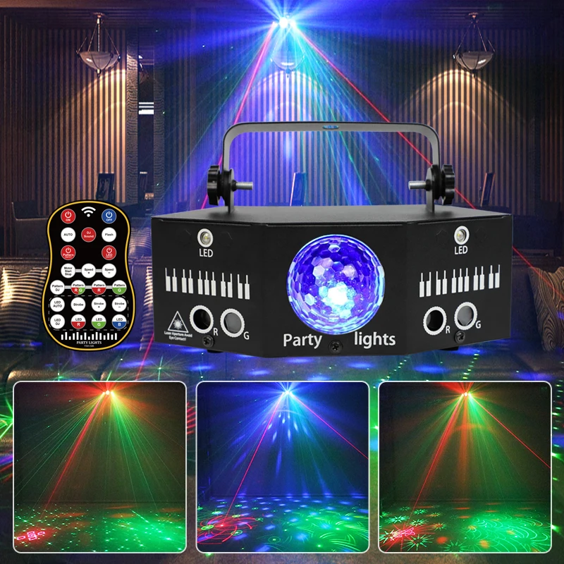 RGB Мини DJ Диско Лазерен Светлинен Проектор USB Акумулаторна батерия LED UV Звук Стробоскоп С Ефект Сватбена Коледна Празнична Вечер Лампа 5