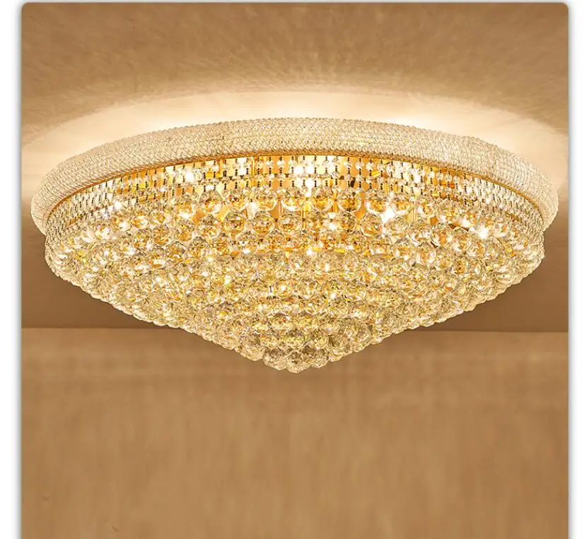 Традиционен и Модерен Златист Цвят LED K9 Crystal Lighting Тавана Лампа D40cm D60cm Модерен Дом Лампа За Спални плафониери 5